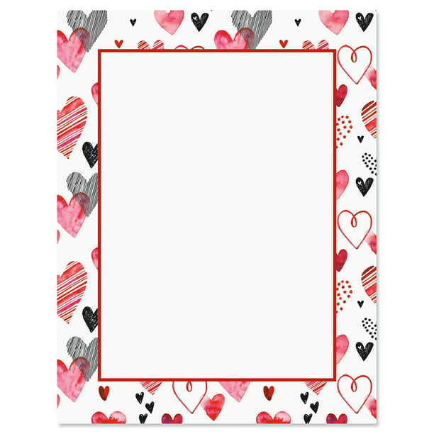 Dancing Hearts Valentine's Day Wedding Stationery Letterhead 25 or 80pk
